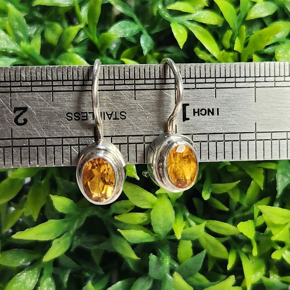 925 Sterling Silver Yellow CZ Dangle Earrings